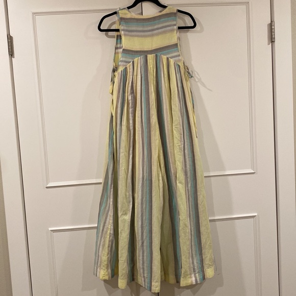 Free People Nora Wide Leg Yellow Multiclolor Striped Jumpsuit Size XSP - Picture 6 of 13